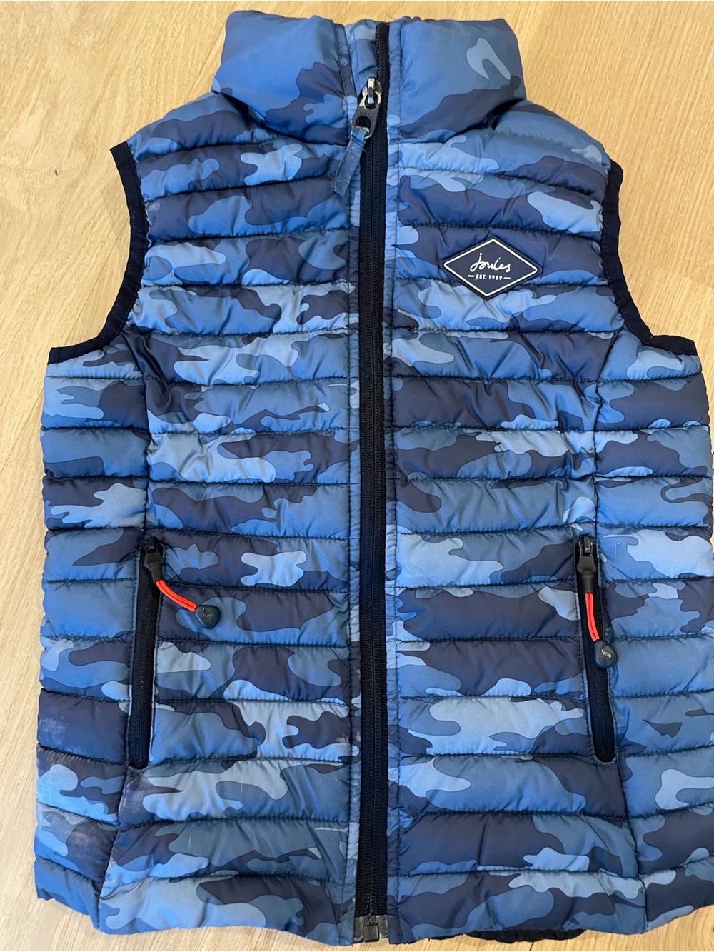 Joules Boys Blue Camo Quilted Puffer Vest Size 6Y